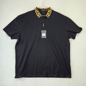 Barabas Mens 5XL Black Gold Greek Key Polo Shirt Luxury Streetwear NWT